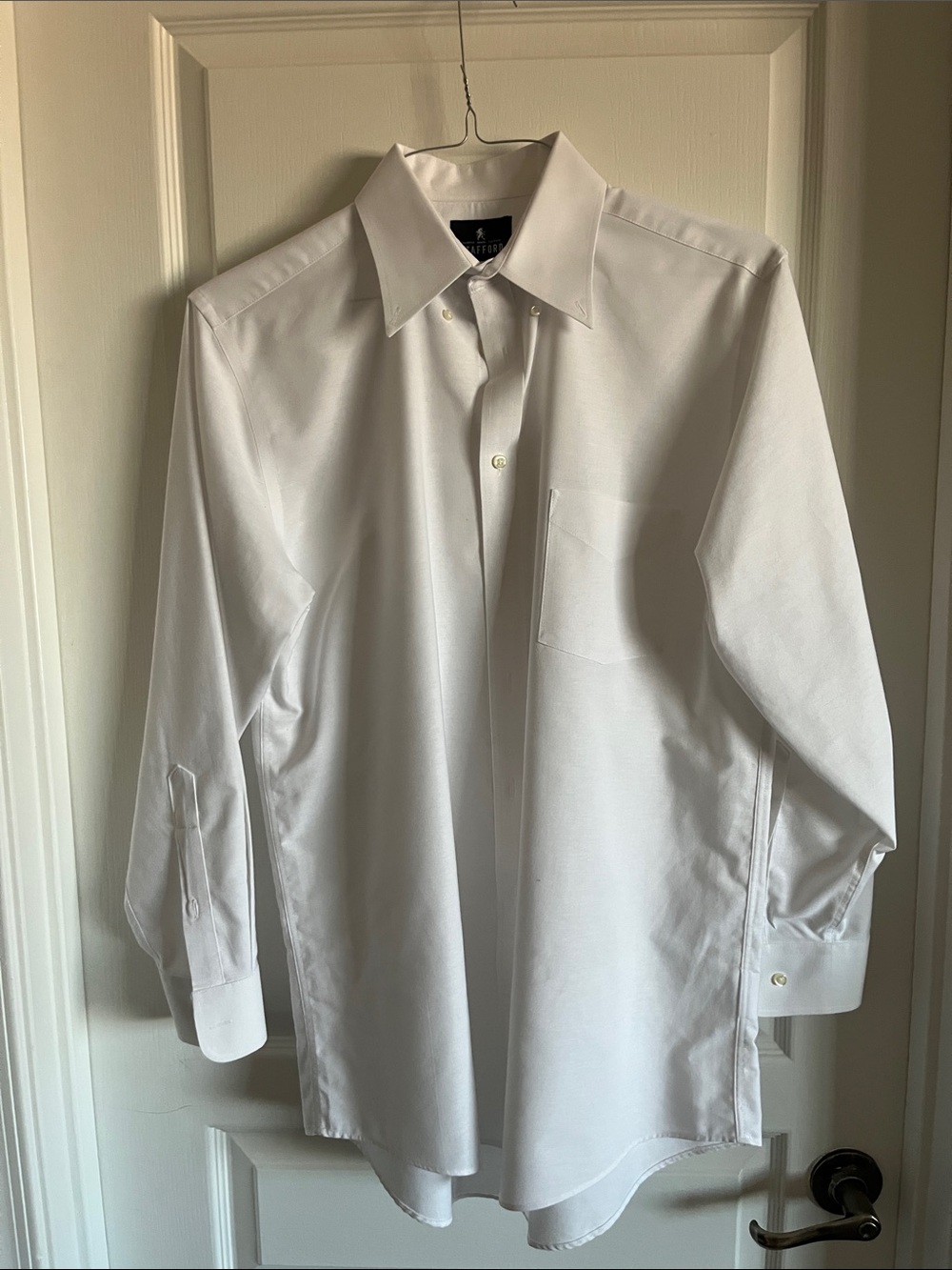 Stafford White Point-Collar Dress Shirt